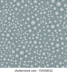 Seamless pattern of five-petalled flowers. The texture contains 5 colors.