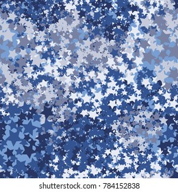 Seamless pattern of five-pointed stars. Fashionable camouflage. Suitable for backgrounds, 3d models, design and textiles.