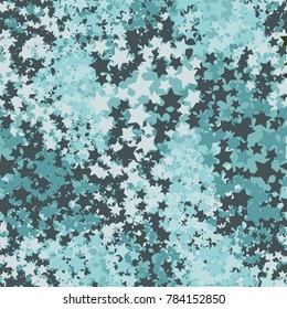 Seamless pattern of five-pointed stars. Fashionable camouflage. Suitable for backgrounds, 3d models, design and textiles.