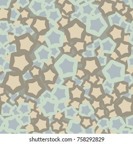 Seamless pattern. Five-pointed stars inscribed in rounded pentagons. Fashionable camouflage.