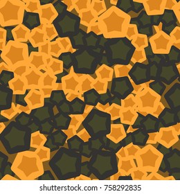 Seamless pattern. Five-pointed stars inscribed in rounded pentagons. Fashionable camouflage.