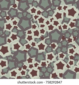 Seamless pattern. Five-pointed stars inscribed in rounded pentagons. Fashionable camouflage.