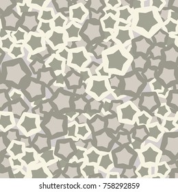 Seamless pattern. Five-pointed stars inscribed in rounded pentagons. Fashionable camouflage.