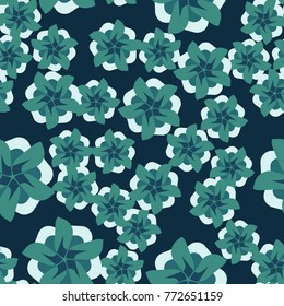 Seamless pattern. Five-sided abstract flowers.