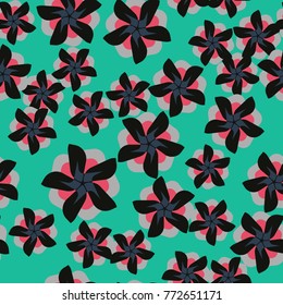 Seamless pattern. Five-sided abstract flowers.