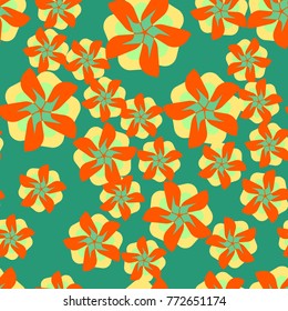 Seamless pattern. Five-sided abstract flowers.