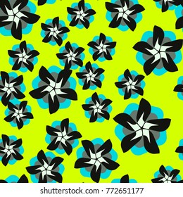 Seamless pattern. Five-sided abstract flowers.