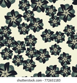 Seamless pattern. Five-sided abstract flowers.
