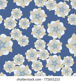 Seamless pattern. Five-sided abstract flowers.