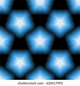 Seamless pattern. A five-sided figure. The shades of blue.