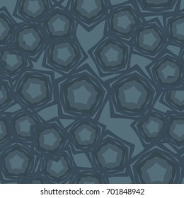Seamless pattern. Five-sided figures located chaotically. Glamorous camouflage. Blue-gray.