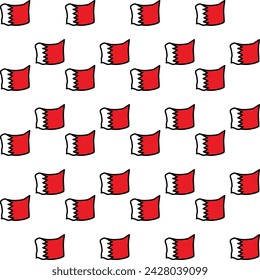 Seamless pattern with flag of Bahrain on white background. Vector illustration.