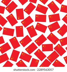 Seamless pattern with flag of China. Happy China day pattern. Bright pattern with flag of China. Seamless  illustration with flag. Vector.