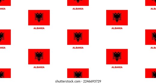 The seamless pattern of the  flag of  the country of ALBANIA.  With the  caption of  the name of the country " ALBANIA".