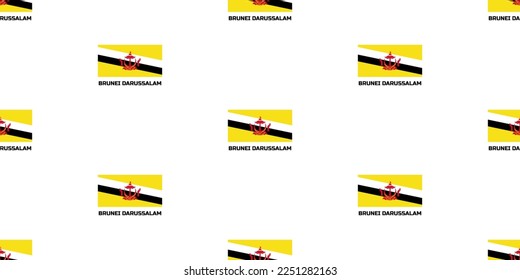 Patrón sin foco de la bandera del país de BRUNEI DARUSSALAM.   Con la leyenda del nombre del país "BRUNEI DARUSSALAM".