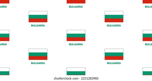 The seamless pattern of the  flag of  the country of BULGARIA. With the caption of the name of the country  " BULGARIA".