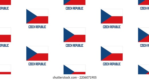 The seamless pattern  of the Flag of the Country of  Czech Republic. With the description of the name of the country "Czech Republic".