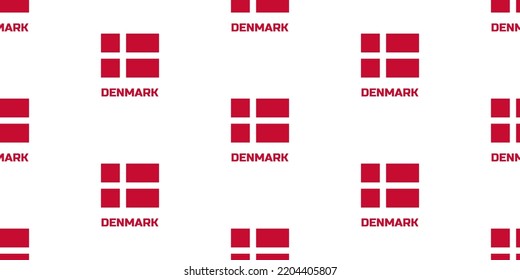 A seamless pattern  of the flag of  the country of DENMARK. With the description of the name of the country "DENMARK".
