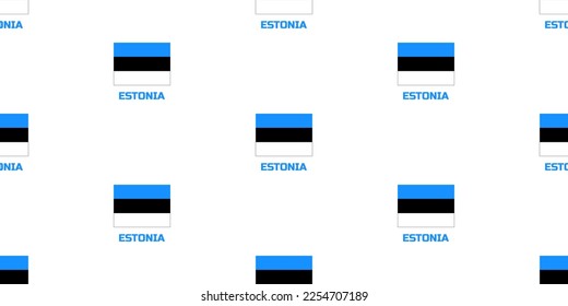 Seamless pattern of the flag of the country of ESTONIA. With the caption of the country name 