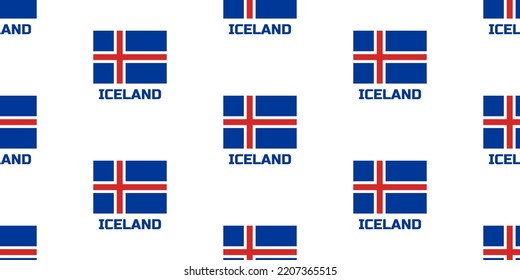 El patrón sin fisuras de la bandera del país de ISLANDIA.  Con la descripción del nombre del país "ISLANDIA".