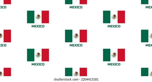 The seamless pattern  of the flag of  the country of Mexico. With the description of the name of the country "Mexico".