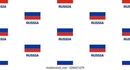 Un patrón sin fisuras de la bandera del país de la RUSIA. Con la descripción del nombre del país "RUSIA".