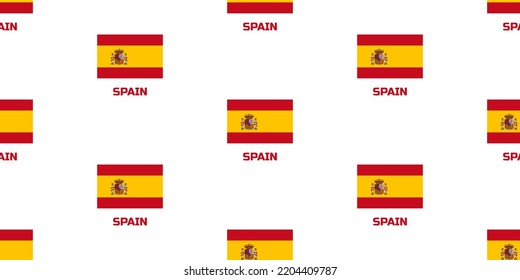 The seamless pattern  of the flag of  the country of Spain. With the description of the name of the country "Spain".