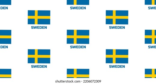 Das nahtlose Muster der Flagge des Landes SCHWEDEN. Mit der Beschreibung des Landes "SCHWEDEN".