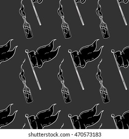 Seamless pattern with flag and molotov cocktail