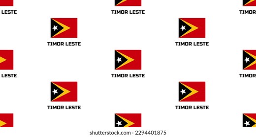 Seamless pattern of the flag of the state of TIMOR LESTE. With the description of the country name  " TIMOR LESTE ".