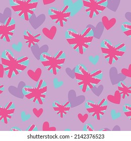 Seamless pattern with flag of the United Kingdom in heart. Cute background for textile, fabric, stationery, clothes, socks, wrapping paper, web and other designs.