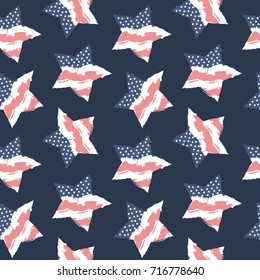 Seamless pattern flag usa. American background. Wallpapers with stars. Grunge style.