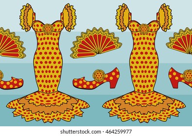 Seamless pattern in flamenco spanish style, vector illustration