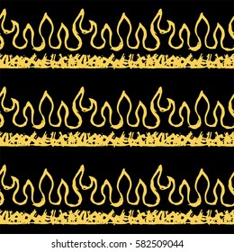 Seamless pattern with flames, fire. Primrose Yellow and black color. Vector illustration