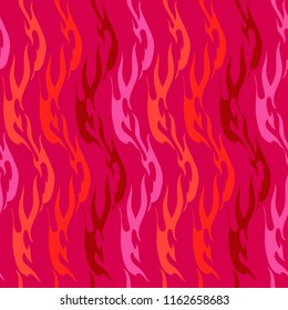 Seamless pattern with flaming waves. Hand drawn abstract background for textiles, fabrics, souvenirs, packaging and greeting cards.