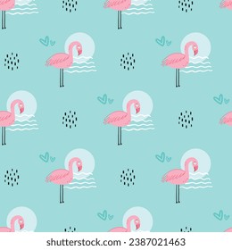 nahtloses Muster mit Flamingo-Vogel