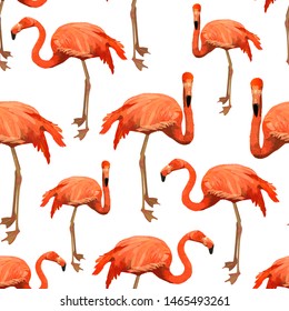 Seamless pattern with flamingo bird animal, great design for any purposes. Colorful vector illustration. Funny cartoon character. Vector illustration