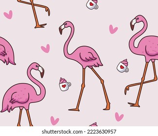 seamless pattern flamingo illustration background