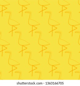 seamless pattern Flamingo on yellow background for home decoration, bedding, wrapping paper, stationery, wallpaper, tea towels, clothes, swimwear