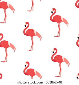 Seamless pattern with flamingo. Ornament for textile and wrapping. Vector background.