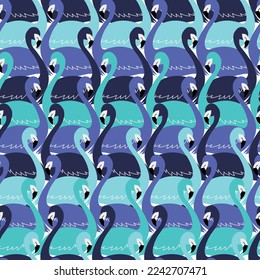 Seamless pattern with flamingo silhouette. Vector illustration, wallpaper, textile, template.	