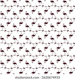 Seamless Pattern of Flamingo Silhouettes in Monochrome Design
