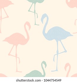 Seamless pattern flamingo standing on pastel background.printing wallpaper.vector illustration
