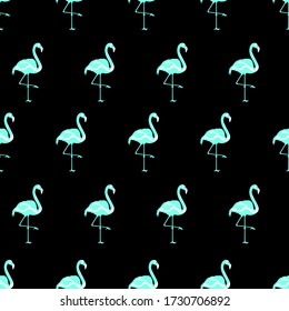 Flamingo de patrón sin inconvenientes sobre fondo negro.papel tapiz de impresión.ilustración vectorial