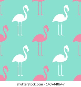 Seamless pattern with flamingo. Summer tropical background