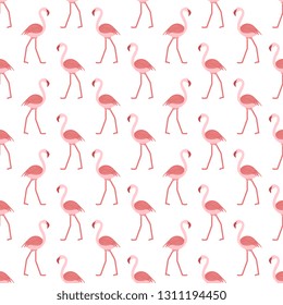 Seamless pattern with flamingo. Tropical exotic bird background. Design for poster or print.