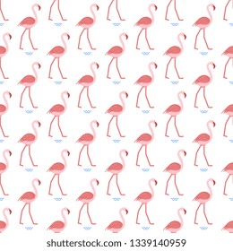 Seamless pattern with flamingo. Tropical exotic bird background. Design for poster or print.