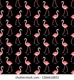 Seamless pattern with flamingo. Tropical exotic bird background. Design for poster or print.