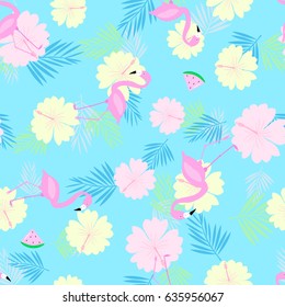 Seamless pattern flamingo vector