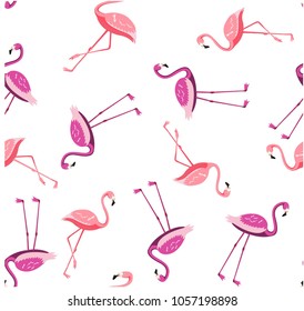 seamless pattern, flamingo vector art background design for fabric and decor